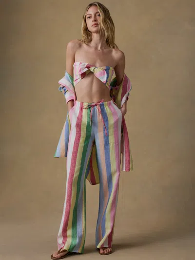 Faherty Laidback Linen Pants Sunbeam Stripe In Multi