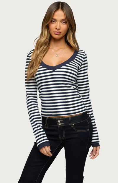 Edikted Kimi Stripe Long Sleeve Top In Multi