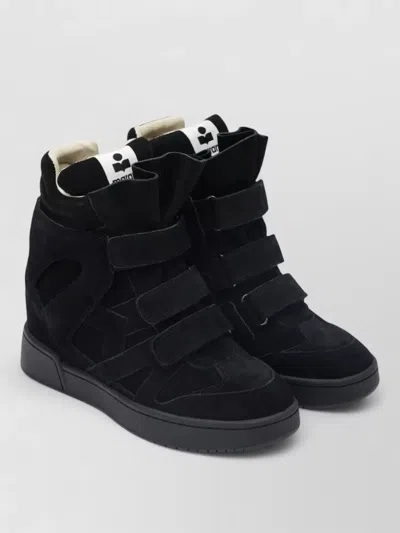 Isabel Marant Women Black Wedge With Insert Design And High Heel Sneaker In Leather Woman