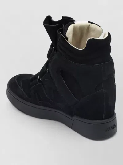 Isabel Marant Women Black Wedge With Insert Design And High Heel Sneaker In Leather Woman