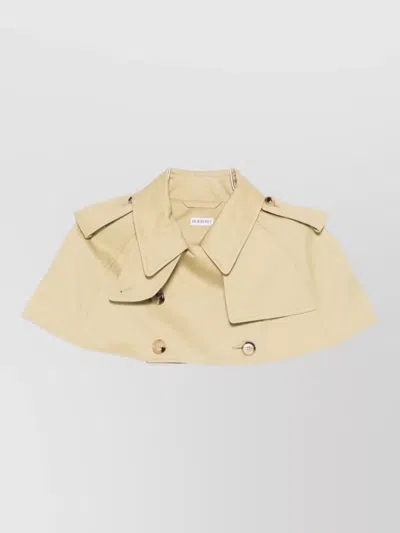 Burberry Collared Buttoned Cropped Jacket In Yellow
