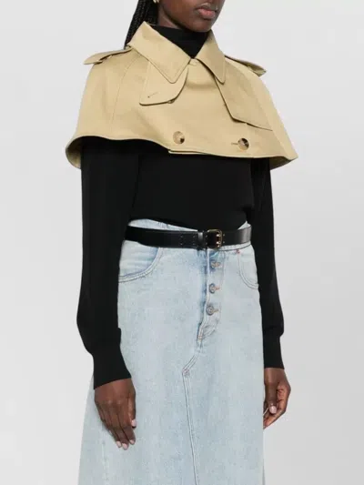 Burberry Collared Buttoned Cropped Jacket In Yellow