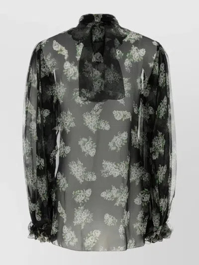 Dolce & Gabbana Printed Silk Blouse In Black