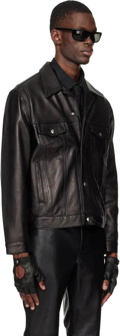 Ernest W Baker Multiple-pockets Buttoned Leather Jacket In Black