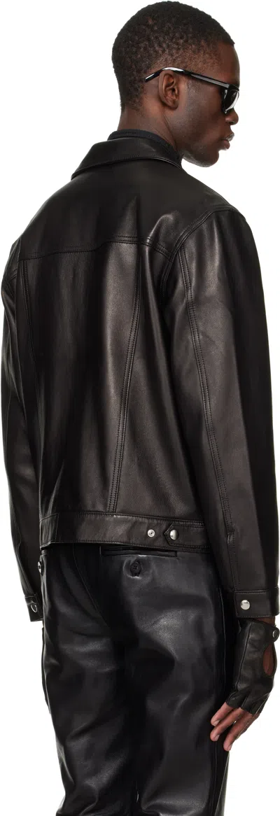 Ernest W Baker Multiple-pockets Buttoned Leather Jacket In Black