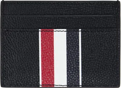 Thom Browne Black Calfskin Cardholder Accessory In Black