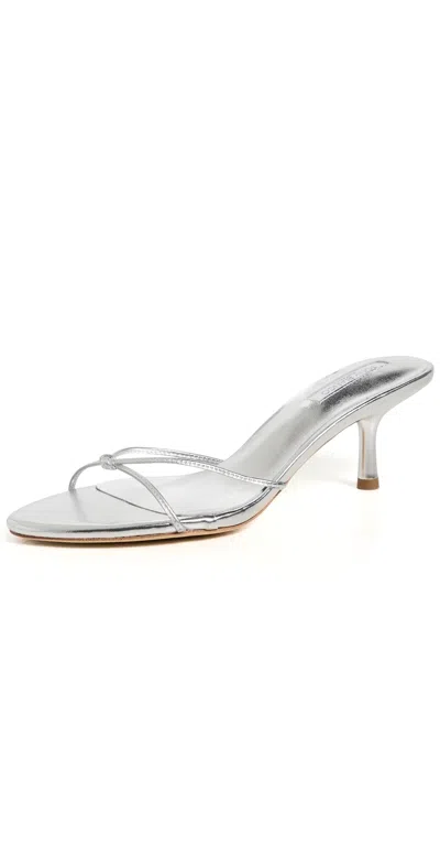 Tony Bianco Dana Heeled Mules Silver Nappa Metallic