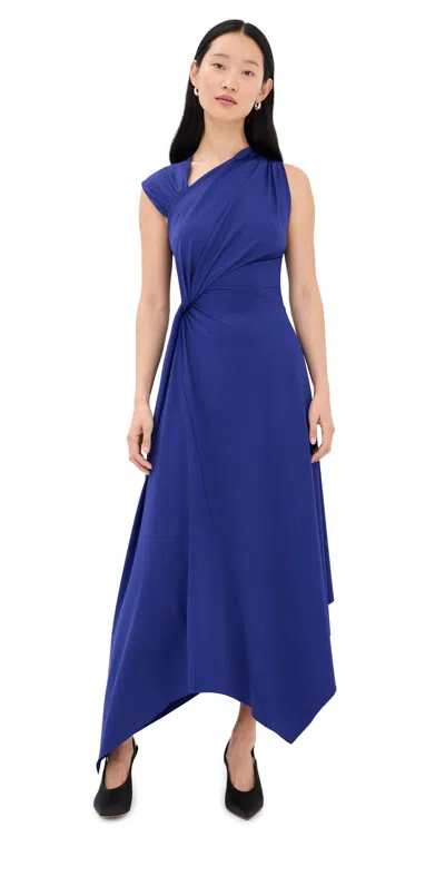 Victoria Beckham Cap Sleeve Midi Dress In Bright Indigo In Blue