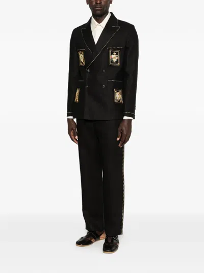 Bode Buttoned Blazer In Black