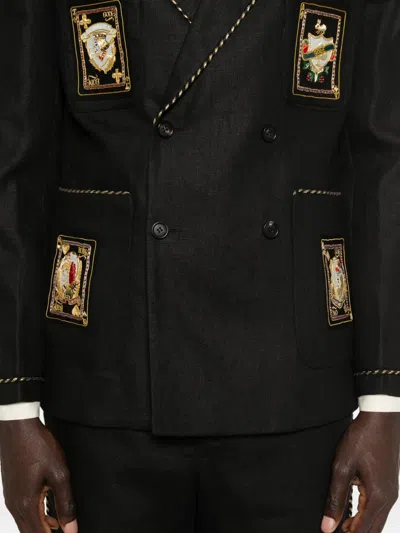 Bode Buttoned Blazer In Black