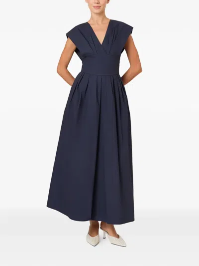 Rosie Assoulin In Full Bloom Gathered Cotton-taffeta Midi Dress In Blue