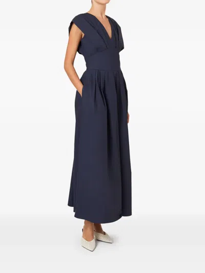 Rosie Assoulin In Full Bloom Gathered Cotton-taffeta Midi Dress In Blue