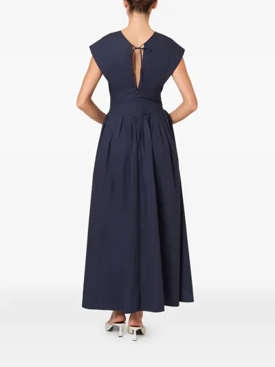 Rosie Assoulin In Full Bloom Gathered Cotton-taffeta Midi Dress In Blue