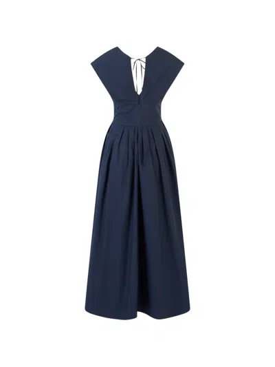 Rosie Assoulin In Full Bloom Gathered Cotton-taffeta Midi Dress In Blue