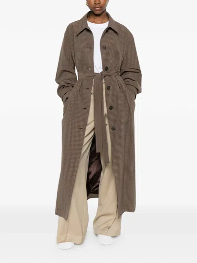 Rohe Checked Belted Coat In Brown