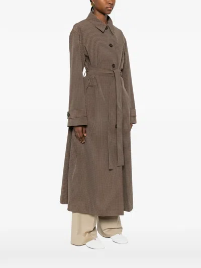 Rohe Checked Belted Coat In Brown