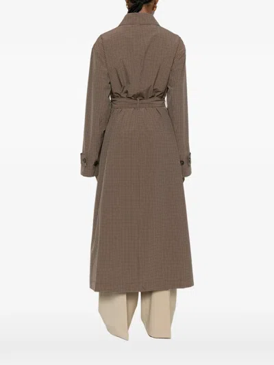 Rohe Checked Belted Coat In Brown