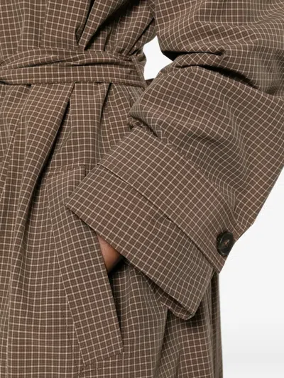 Rohe Checked Belted Coat In Brown
