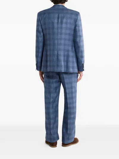 Etro Checked Blazer In Blue