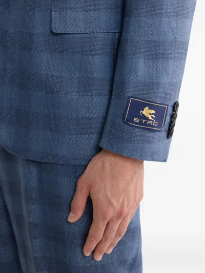 Etro Checked Blazer In Blue