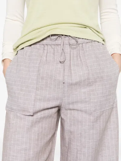 Max Mara Drawstring Striped Palazzo Pants In Silver