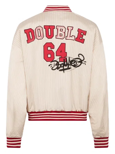 Dsquared2 Baseball 80's Pinstriped Bomber Jacket In Neutral