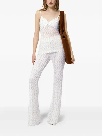 Missoni Zigzag-patterned Flared Trousers In White