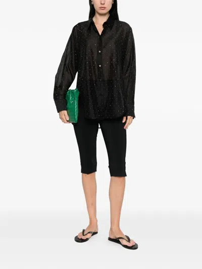 Manuel Ritz Collared Embellished Shirt In Black