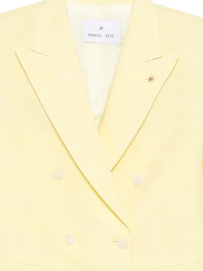 Manuel Ritz Double-breasted Jacket In Yellow