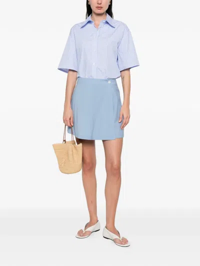 Manuel Ritz Wrap Button Skirt In Blue