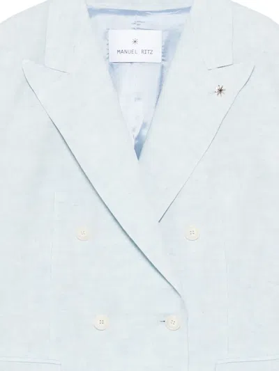 Manuel Ritz Double-breasted Blazer In Blue