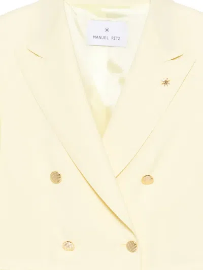Manuel Ritz Double-breasted Jacket In Yellow