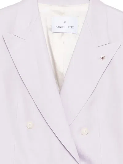 Manuel Ritz Double-breasted Jacket In Neutral