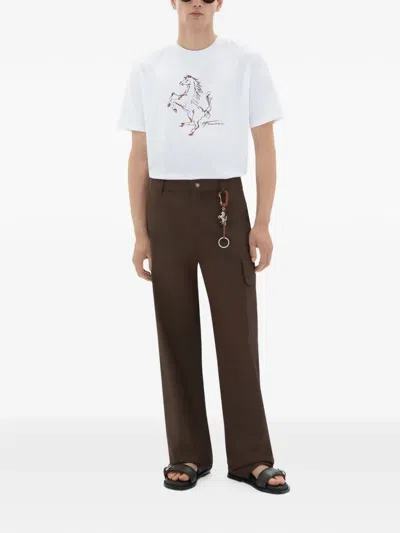 Ferrari Cotton T-shirt With Prancing Horse Print In White