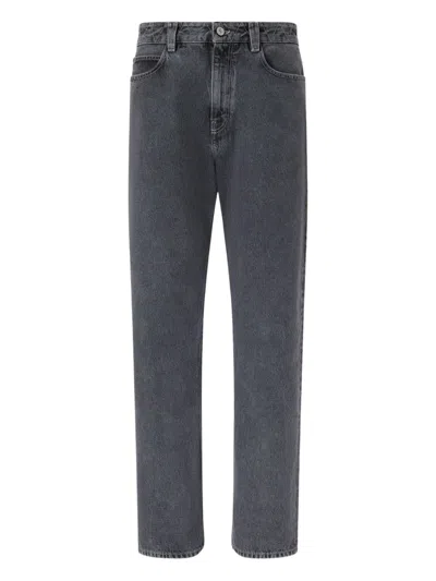 Ferrari Five-pocket Pants In Marbled Denim In Gray