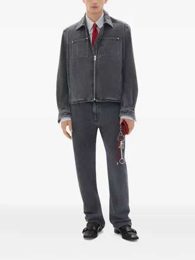 Ferrari Five-pocket Pants In Marbled Denim In Gray