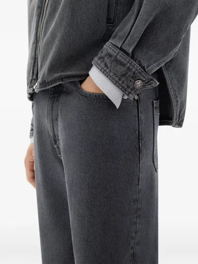 Ferrari Five-pocket Pants In Marbled Denim In Gray