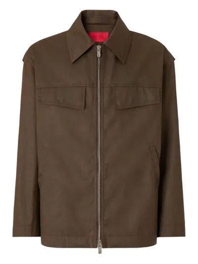 Ferrari Technical Gabardine Jacket With A Vintage Effect In Green