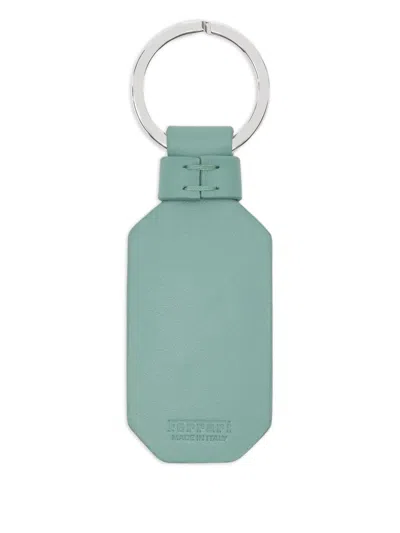 Ferrari Leather Keyring With Prancing Horse In Green