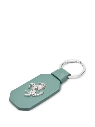 Ferrari Leather Keyring With Prancing Horse In Green