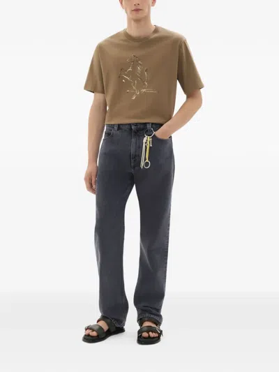 Ferrari Cotton T-shirt With Prancing Horse Print In Brown