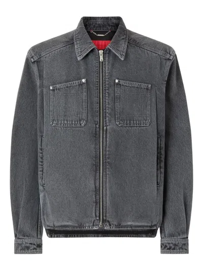 Ferrari Dark Marbled Denim Jacket In Gray