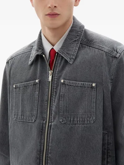 Ferrari Dark Marbled Denim Jacket In Gray
