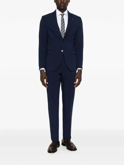 Manuel Ritz Single-breasted Suit In Blue