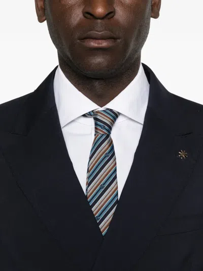 Manuel Ritz Double-breasted Suit In Black