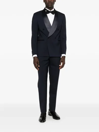 Manuel Ritz Double-breasted Suit In Blue