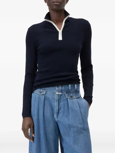 Closed Halfzip Longsleeve Sweater In Blue