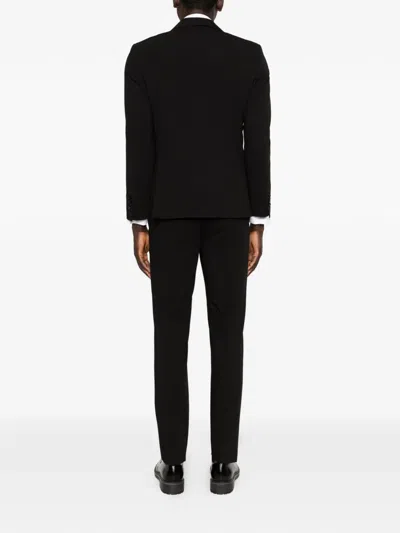 Manuel Ritz Lapel-appliqué Single-breasted Suit In Black