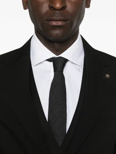 Manuel Ritz Lapel-appliqué Single-breasted Suit In Black