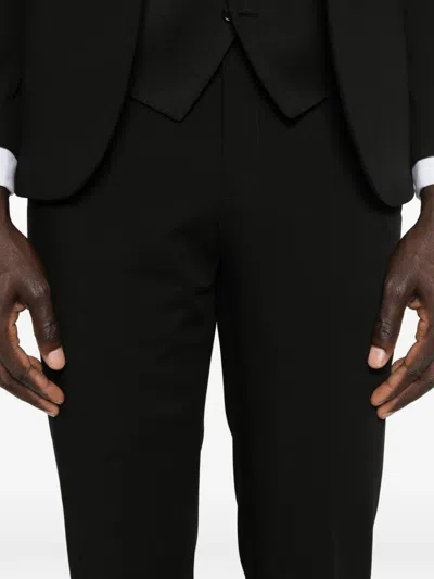Manuel Ritz Lapel-appliqué Single-breasted Suit In Black